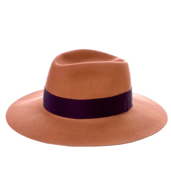 Rag & Bone Medium Women’s Wool Fedora in Rare Brown Rose Color Black Ribbon Band - Picture 3 of 7